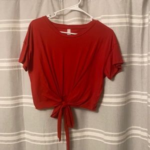 Red tie front top
